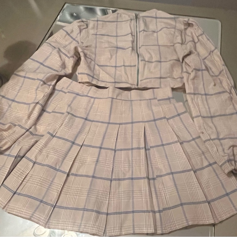 Plaid Two-Piece Skirt Set